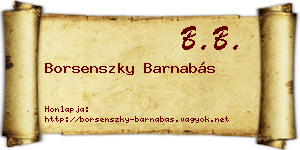 Borsenszky Barnabás névjegykártya